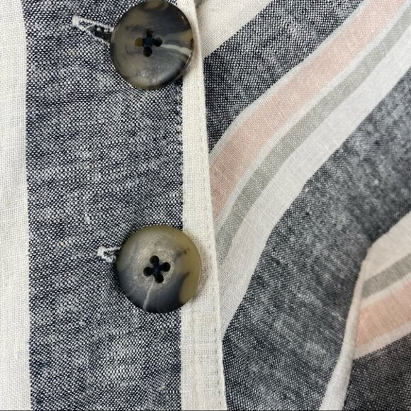 Urban Outfitters | Linen Blend Surplice Jumpsuit | Striped Button Front - Picture 7 of 9